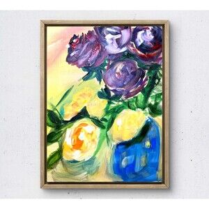 WS original roses roses painting 14X11 canvas acrylic abstract modern wall art